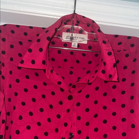 Jones New York Red and Black Polka Dot Button Down Shirt - Picture 5 of 7